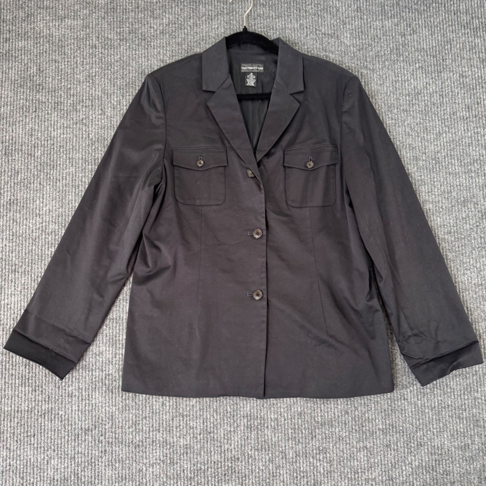 Womens Black Blazer Jacket Size 16‎ Tailored Career Workwear Minimalist Capsule